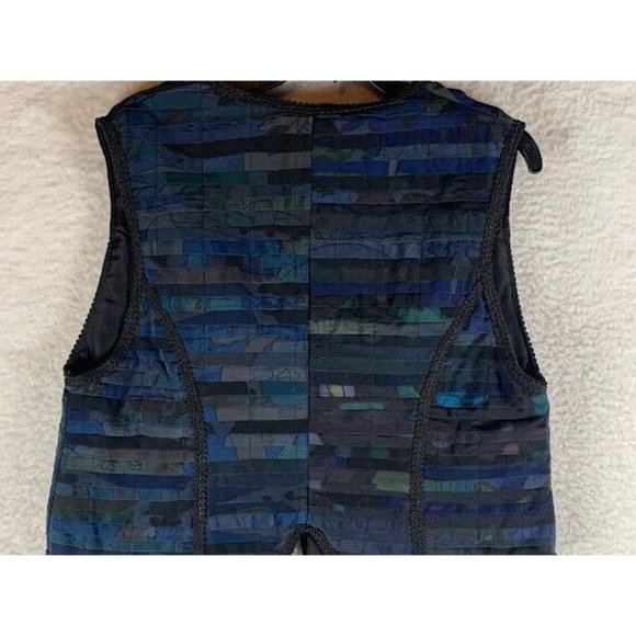 Silkscapes Women's‎ Blue Black Lace Trimmed Button Front Vest Jacket Size L 8749 - Picture 8 of 10